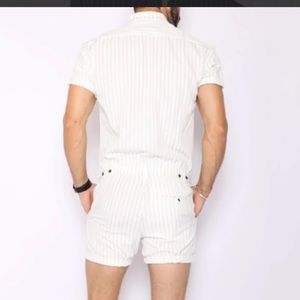 White Striped Romper